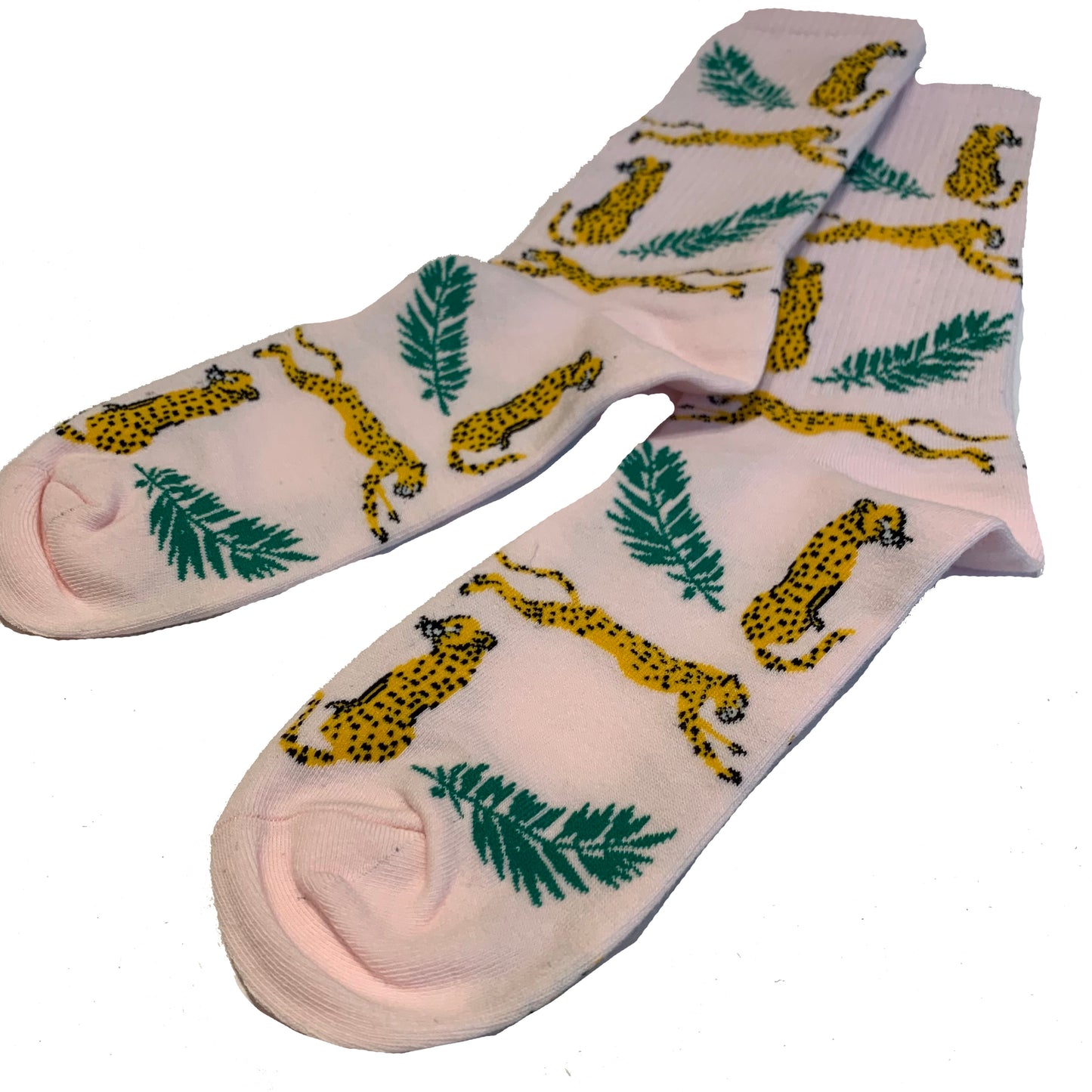 Mens Cotton Pink Cheetah Socks