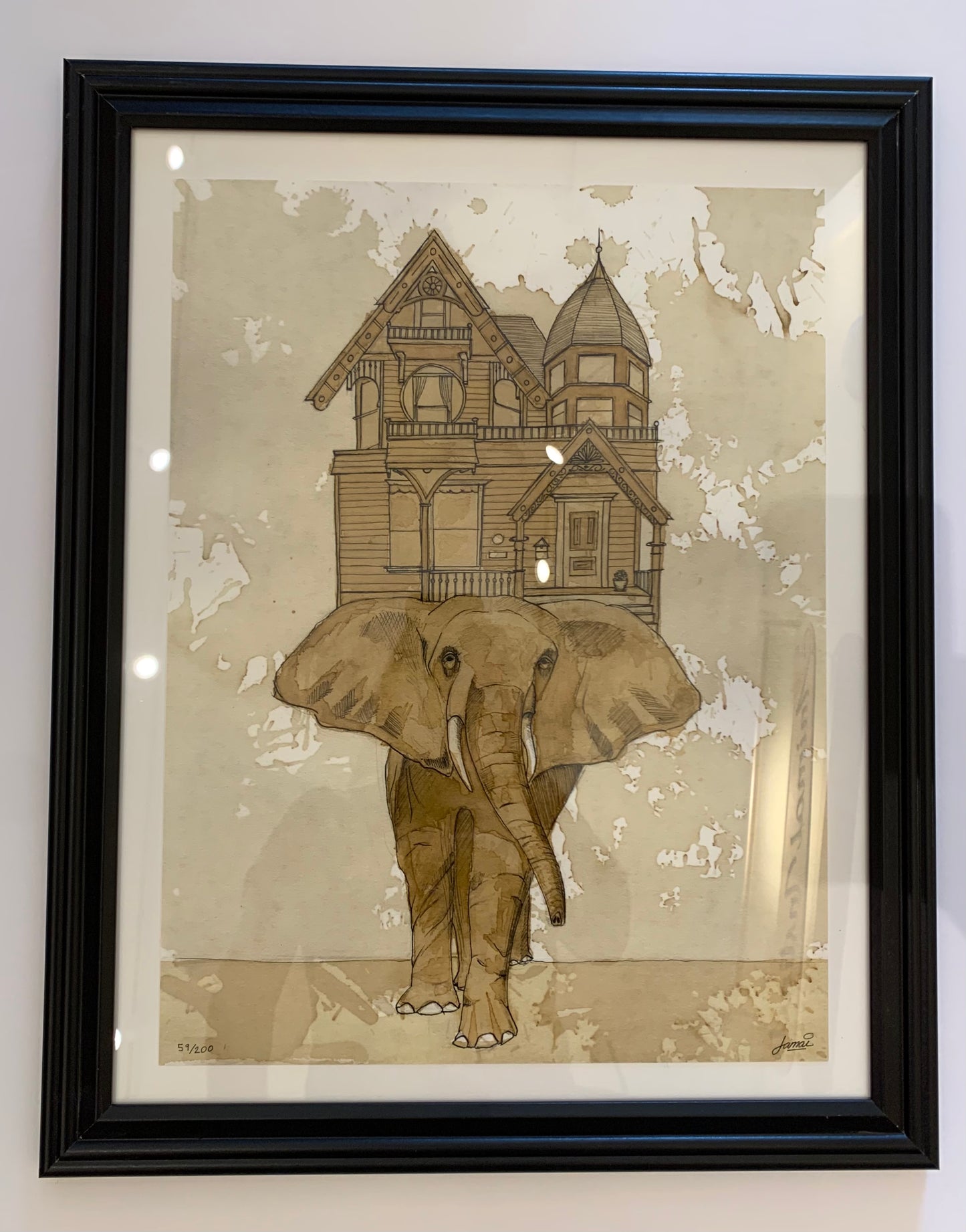 Limited Edition Elephant House Signed Print