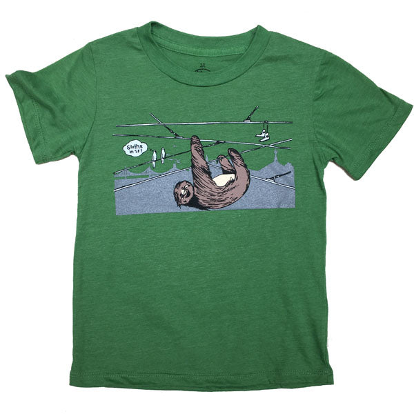 Kids Green Sloth In SF Tee