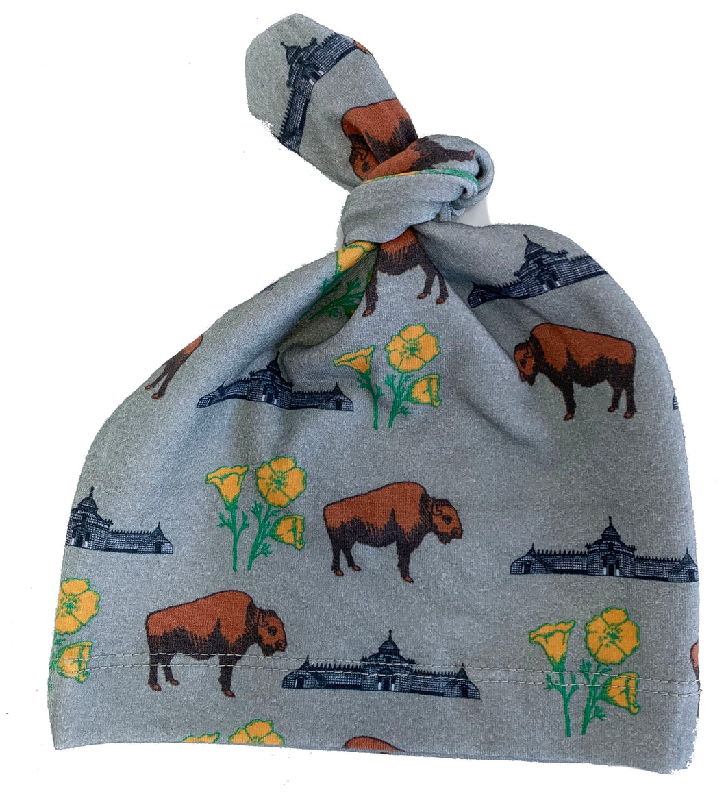 Infant Grey Buffalo Poppy Knot Hat