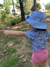 Narwhal baby cotton onesie pattern and reversible sunhat set perfect for outdoors.