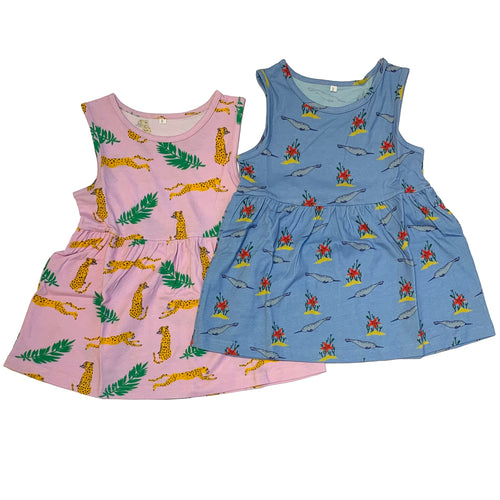 Kids Cotton Summer Dress Bundle- Cheetah and Narwhal Print