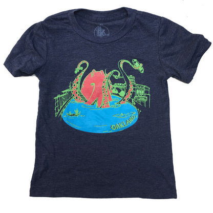 Kids'Heather Navy Octopus on Merritt Tee