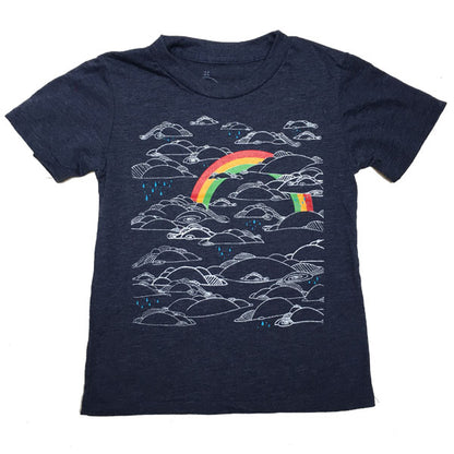 Kids Heather Navy Rainbow Tee