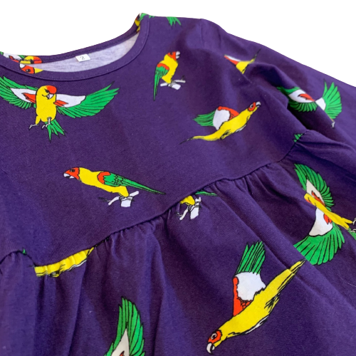 Kids Flying Parrots Midnight Purple Cotton Tunic