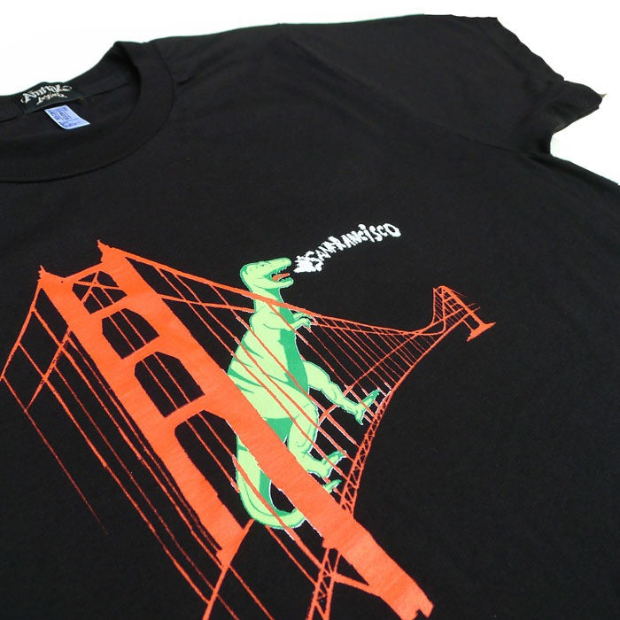 Unisex Black San Francisco Dinosaur Cotton Shirt