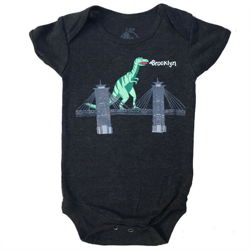 Infant Dinosaur On Brooklyn Bridge Onesie