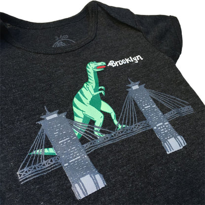 Infant Dinosaur On Brooklyn Bridge Onesie