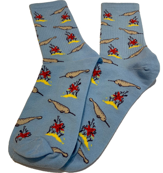 Mens Cotton Blue Narwhal Socks