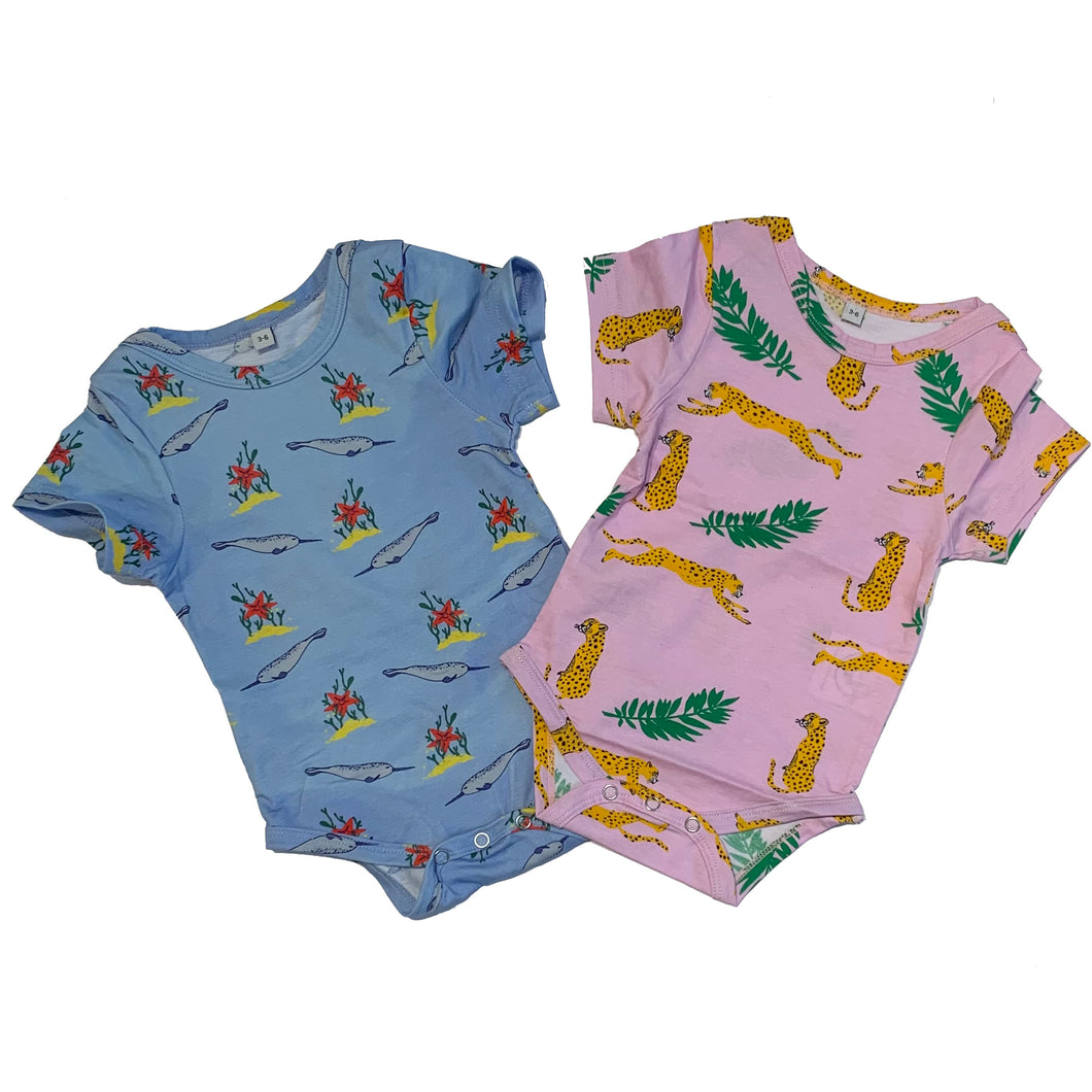Baby Cotton Onesie Pack-Cheetah and Narwhal Print