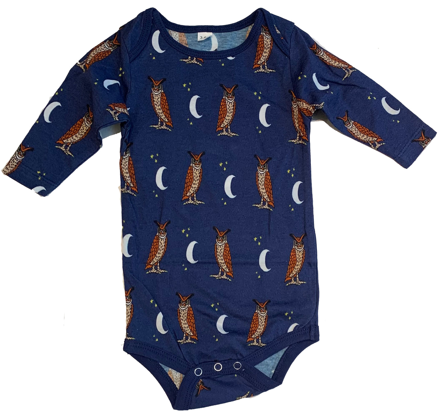 Great Horned Owl Baby Onesie with Long Sleeves