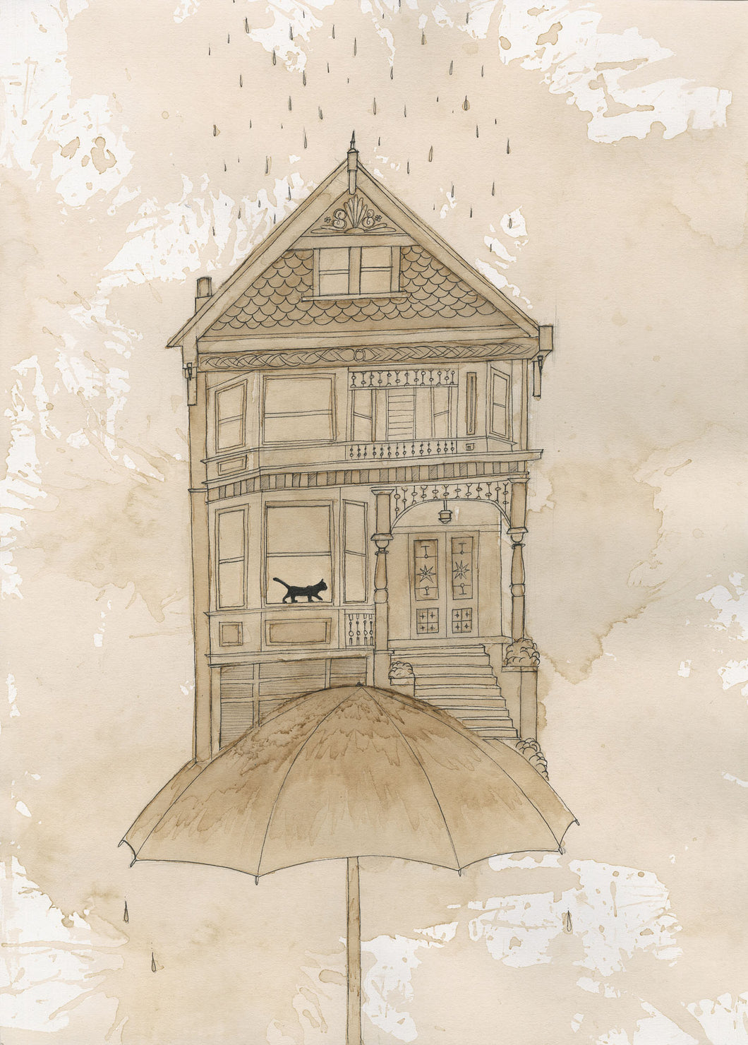 Limited Edition Umbrella House Signed Print