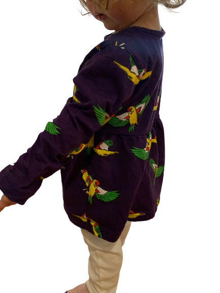 Kids Flying Parrots Midnight Purple Cotton Tunic