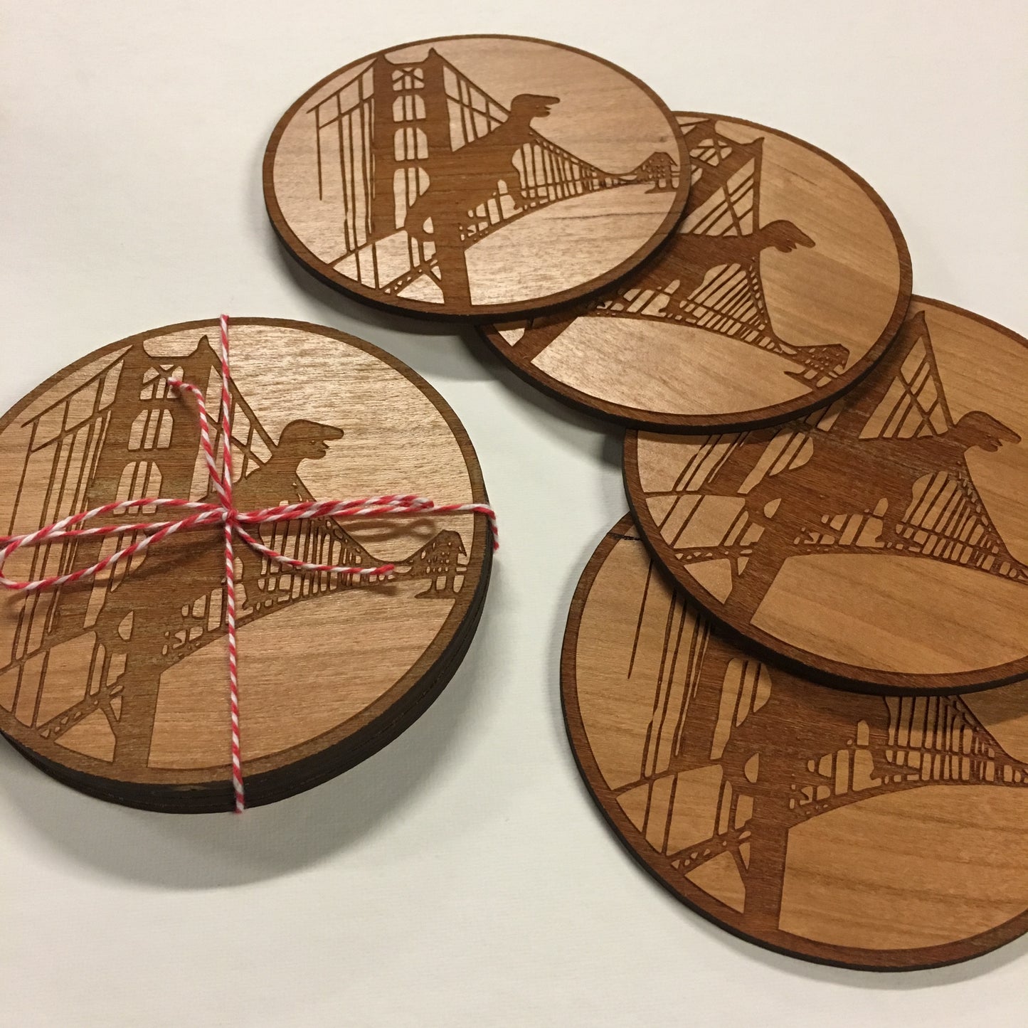 Wood SF Dinosaur Coaster Set