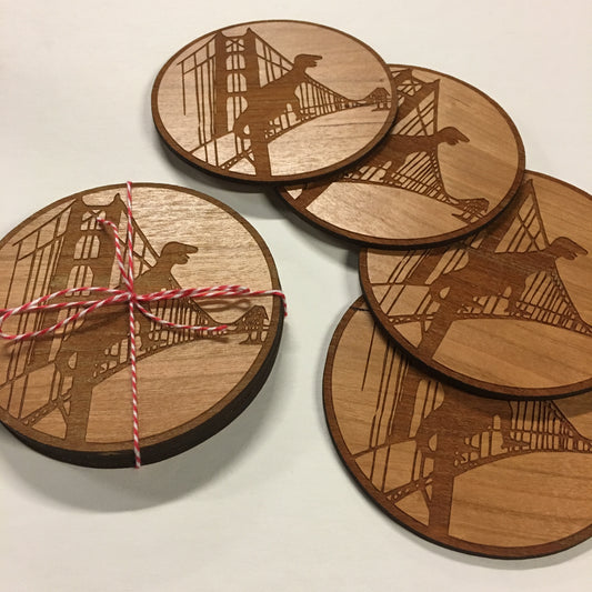 Wood SF Dinosaur Coaster Set