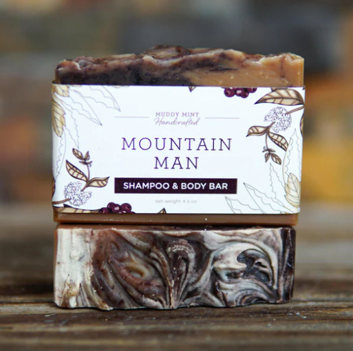 Mountain Man Shampoo & Body Soap, Woodsy Scent, Exfoliating – Muddy Mint