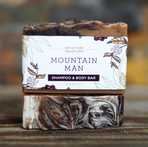 Mountain Man Shampoo & Body Soap, Woodsy Scent, Exfoliating