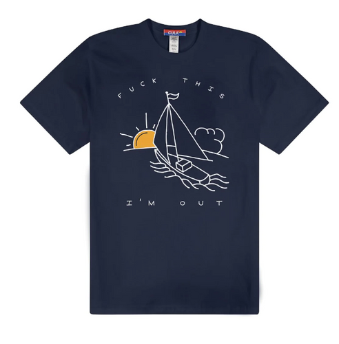 Sailboat Unisex Tee Navy- Fuck This I'm Out