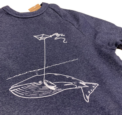 Unisex Navy Whale With Kite Crew