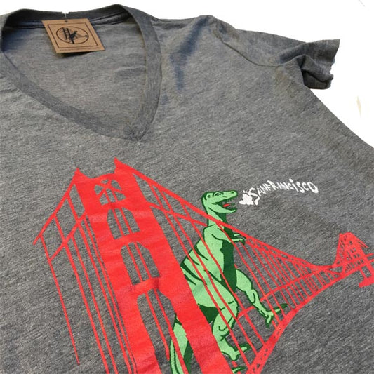 San Francisco Dinosaur Golden Gate Bridge Vneck