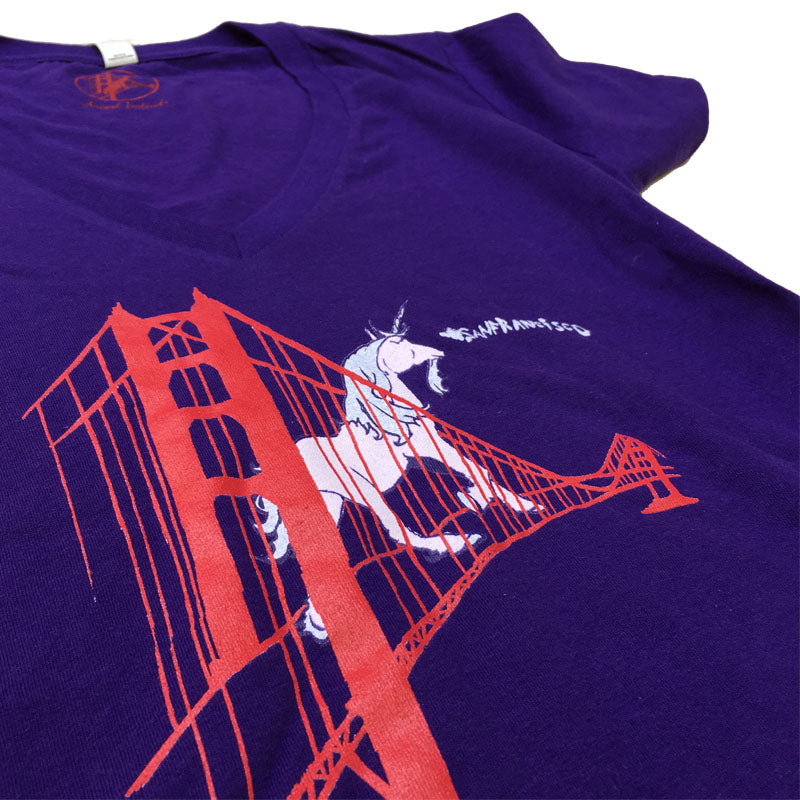 Women's Purple Unicorn Vneck