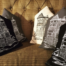 Denim Victorian House pillows